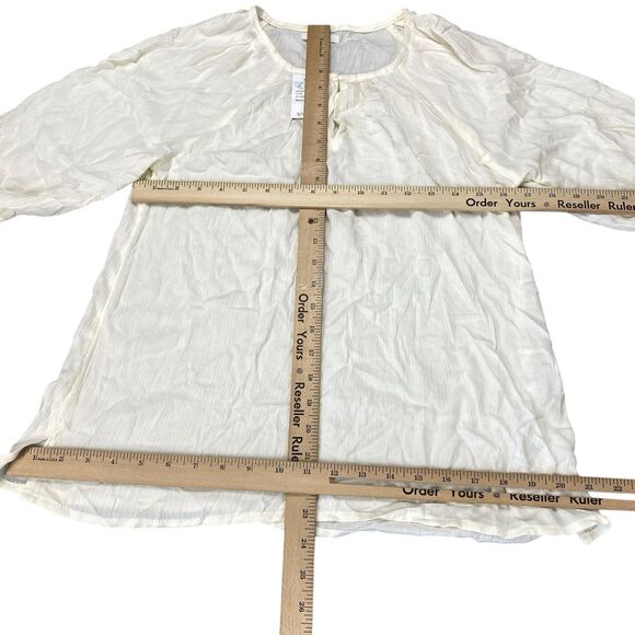 Maurices 3/4 Sleeve Peasant Top Size Small Cream Rayon Sheer Blouse MSRP: $29 - Picture 9 of 13